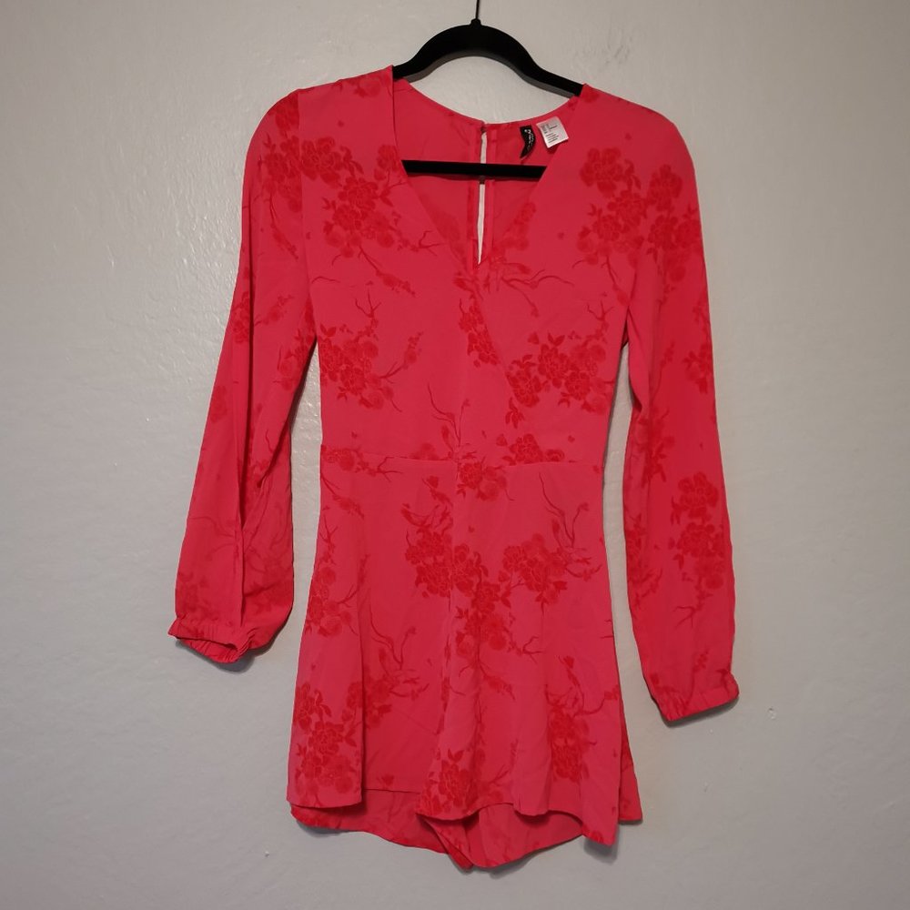 H&M Hot Pink Floral Long Sleeve‎ Romper